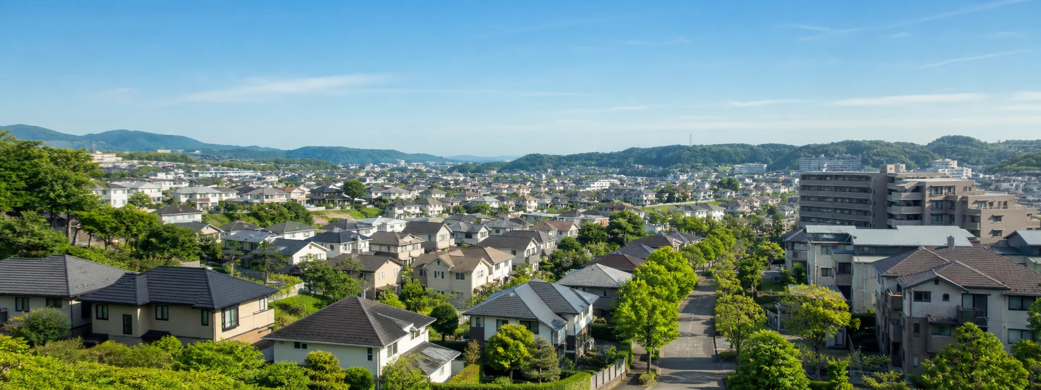 生成画像による住宅街と戸建てのイメージ